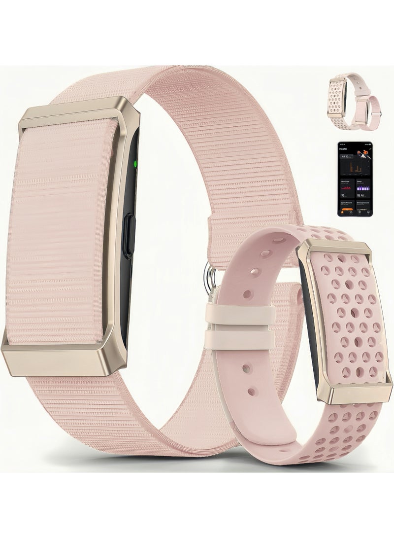 LBMT سوار ذكي،قطعتان من أساور الساعات، سوار صحي ذكي يمكن ارتداؤه لتتبع النشاط واللياقة البدنية مع مراقبة رياضية متعددة تلقائيًا مع عداد الخطوات/النوم/الإجهاد/السعرات الحرارية لنظامي التشغيل Android/iOS، تطبيق مجاني (وردي) - Image 1