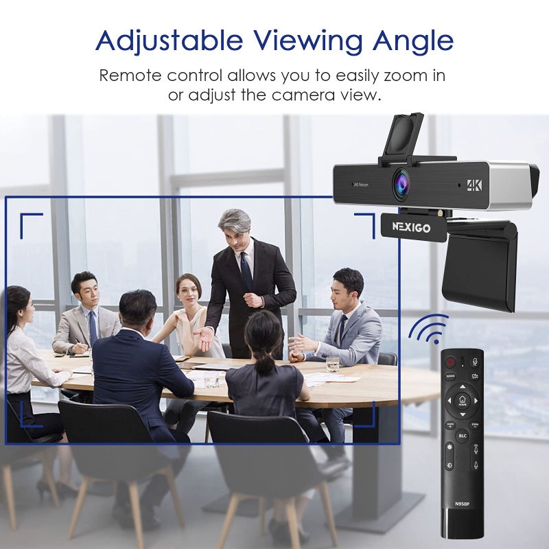 NEXIGO Zoom Certified, NexiGo N950P (Gen 2) 4K Zoomable Webcam, RF Remote, Sony_Starvis Sensor, 5X Digital Zoom, Pro Web Camera with Dual Stereo Mics - Image 3