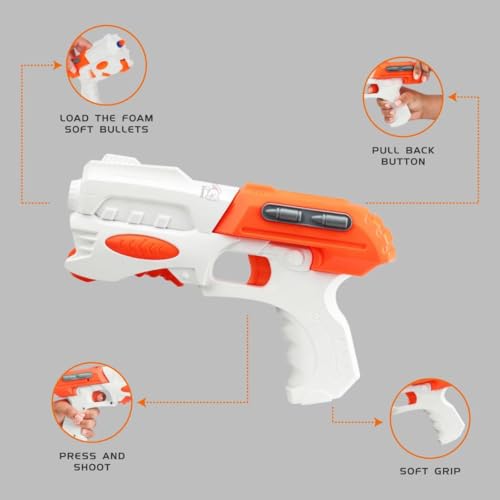 Storio EVO Sniper Hot Fire Gun Toy with 10 Safe Soft Foam Bullets, Fun Target Shooting Battle Fight Game for Kids Boys - White - Image 4
