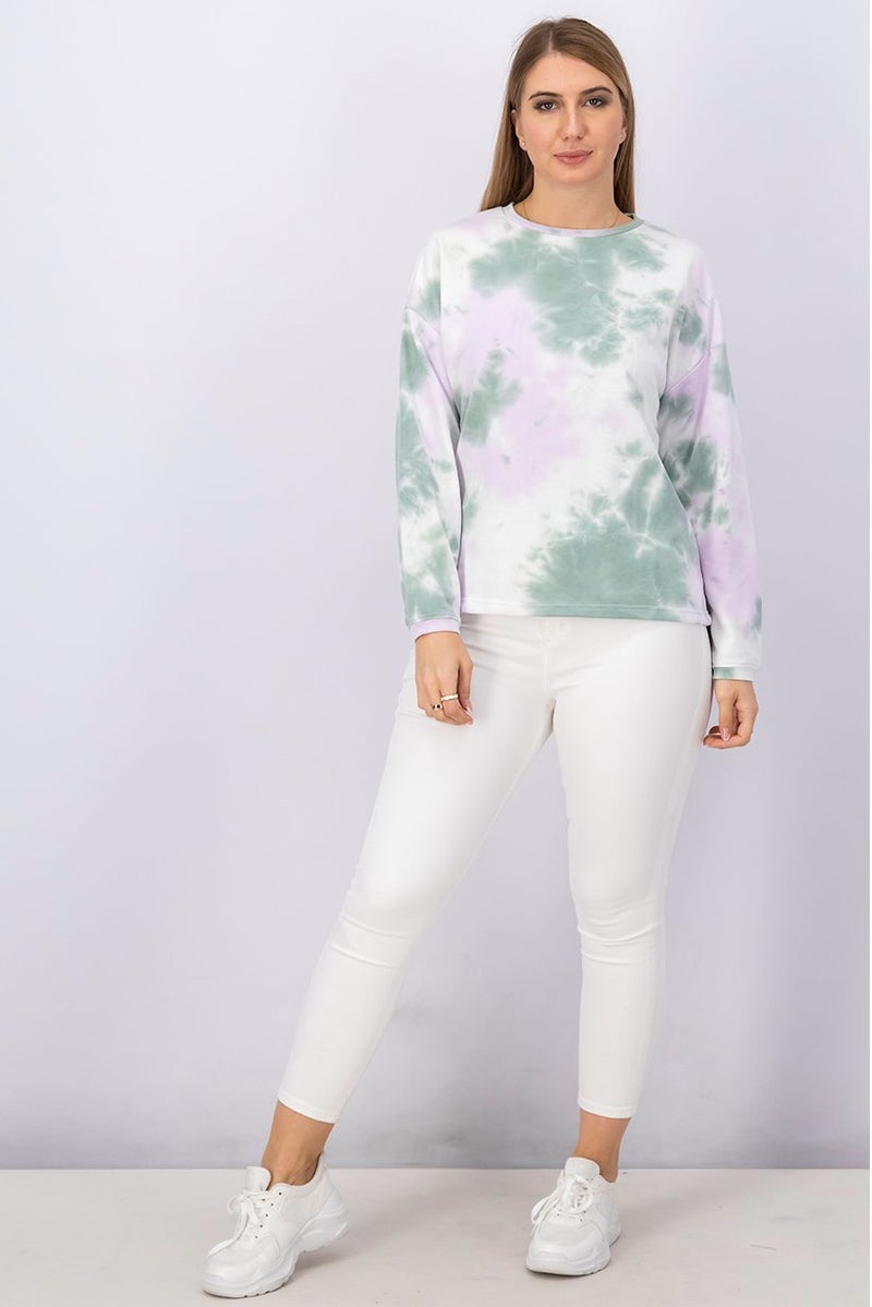 XOXO Women Round Neck Tie Dye Sweater, Multicolor - Image 2