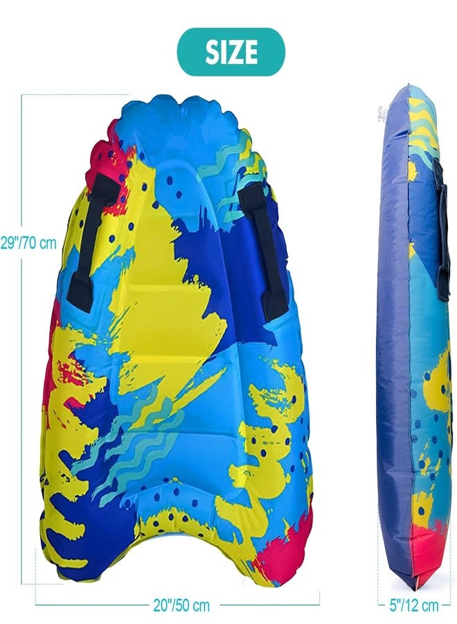 Lvsnro Inflatable Surf Body Board,Inflatable Surfboard Kickboard with Handles Foldable Swimming Pool Floating Pad for Both Adults Beginner and Childs Portable Boogie Boards (Colorful) - Image 3