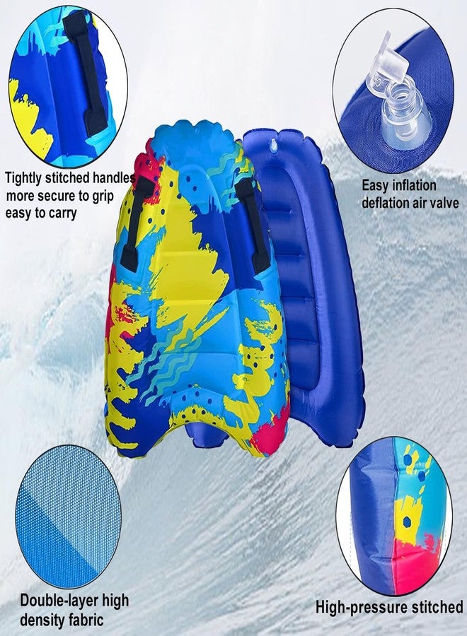 Lvsnro Inflatable Surf Body Board,Inflatable Surfboard Kickboard with Handles Foldable Swimming Pool Floating Pad for Both Adults Beginner and Childs Portable Boogie Boards (Colorful) - Image 4