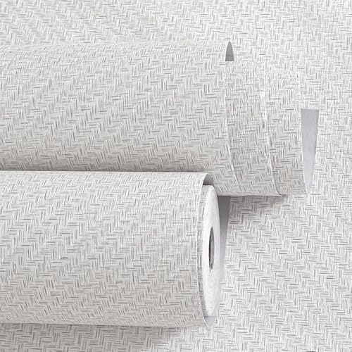 ELTON Textured Mesh Grasscloth Wallpaper, Peel and Stick Faux Linen, Waterproof Decorative Vinyl Film, Self Adhesive Contact Paper for Walls, Furniture, Kitchen Cabinets (Off White, 1.33 x 5 feet) - Image 1