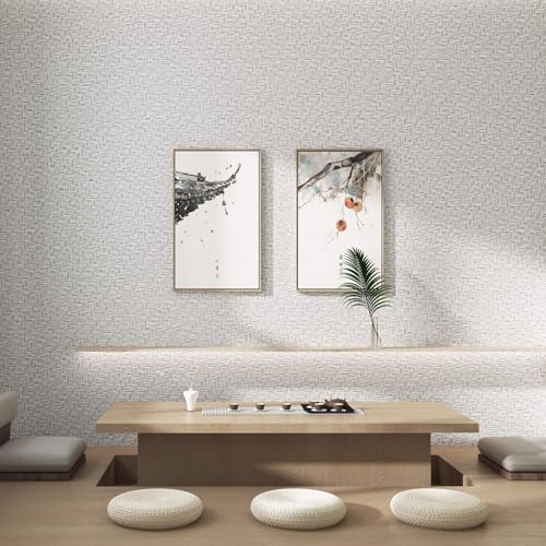 ELTON Textured Mesh Grasscloth Wallpaper, Peel and Stick Faux Linen, Waterproof Decorative Vinyl Film, Self Adhesive Contact Paper for Walls, Furniture, Kitchen Cabinets (Off White, 1.33 x 5 feet) - Image 5