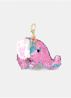 A medallion in the shape of an elephant with sequins