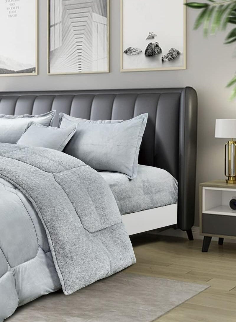 Ming Li 6 Piece Winter Royal Comforter One Velvet Side And One Side Fur King Size 220x240 cm - Image 3