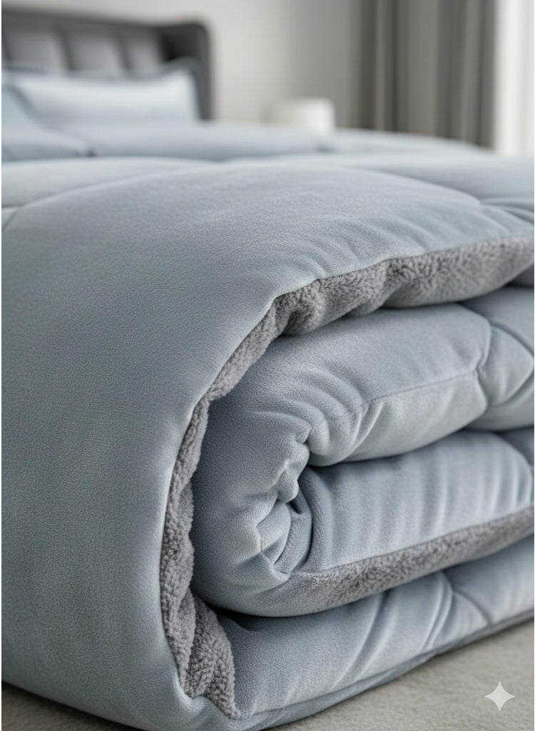 Ming Li 6 Piece Winter Royal Comforter One Velvet Side And One Side Fur King Size 220x240 cm - Image 4