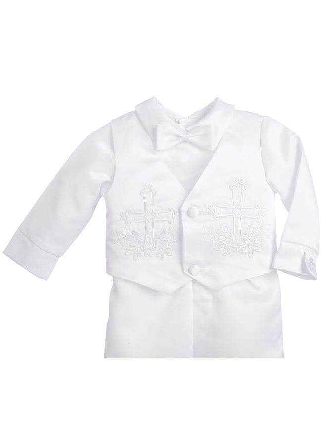 Lito Angels Baby Boys Christening Clothing Baptism Outfits with Bonnet Long Sleeve White Suit Size 0-3 Months, B-white (Long Sleeves), 0-3 Months - Image 5