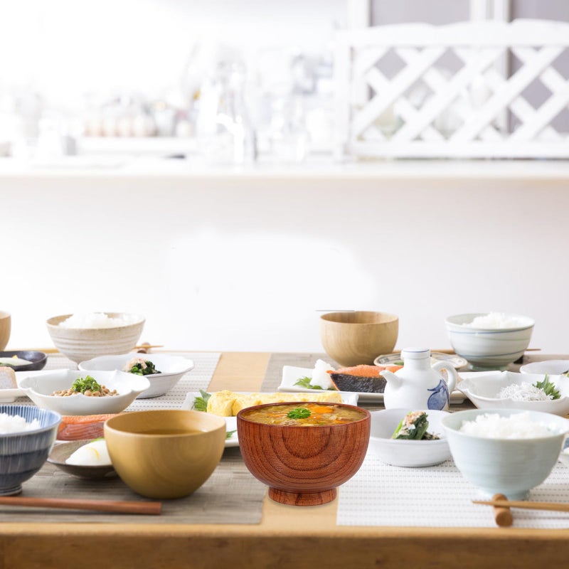 Japanese Style Wooden Bowl Set 4Pcs with Spoon Food Grade Kitchen Serving Bowls - Image 5
