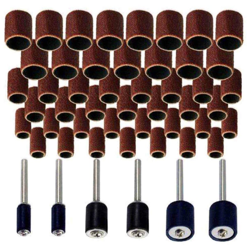 ing 51pcs sanddrum Set for Dremel & All Other Rotary Tools with 51 Replaceable sandbands & 6 Rubber Drum Mandrels for Wood Work, Metal Work, Jewellery makmodel Making, Brown - Image 1