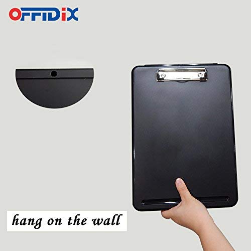 OFFIDIX Clipboard Storage Box,Black Plastic Paper Clipboard Paper Holder Storage Clip Board Ideal for School, Letter Size Slim-case Storage Clipboard Home and Office Use Memo Clipboard (Black) - Image 5