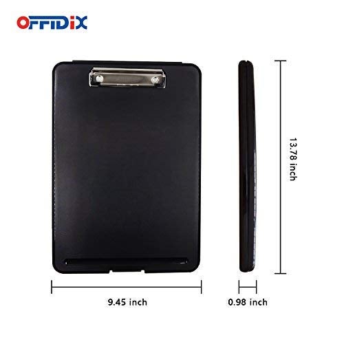 OFFIDIX Clipboard Storage Box,Black Plastic Paper Clipboard Paper Holder Storage Clip Board Ideal for School, Letter Size Slim-case Storage Clipboard Home and Office Use Memo Clipboard (Black) - Image 2