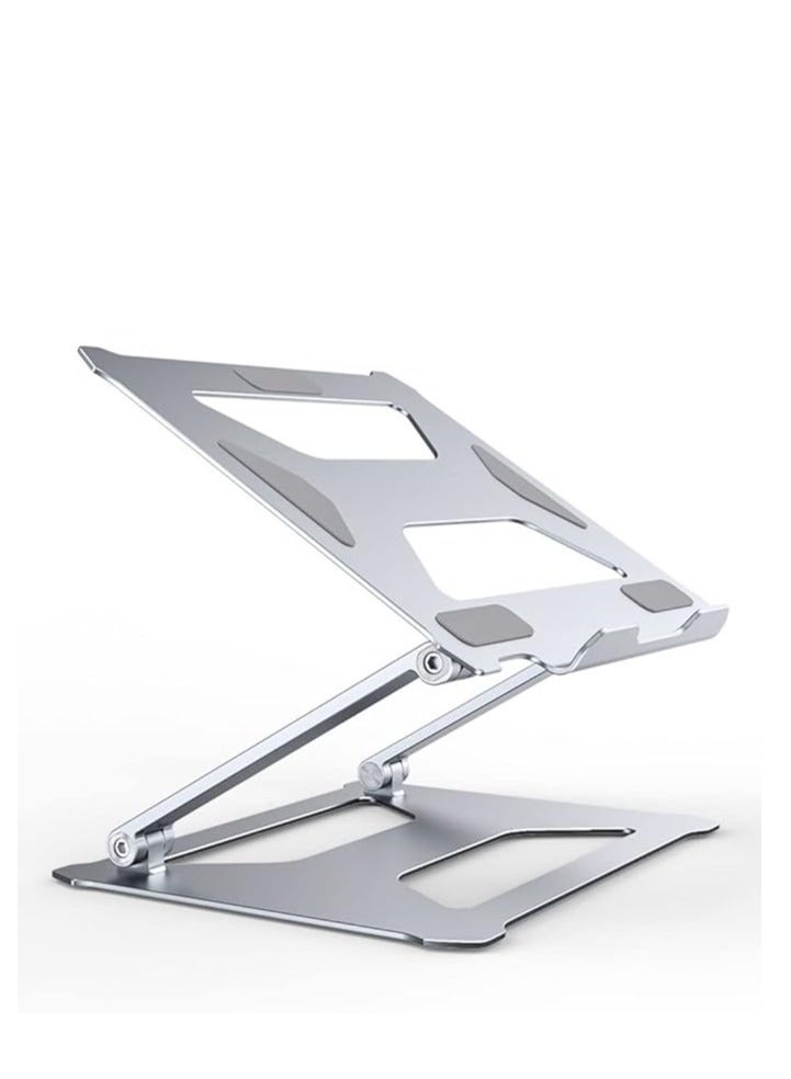 Desktop Aluminum Alloy Foldable Adjustable Laptop Stand Support Notebook Laptop Support Folding, Compatible to 14-17 inch Laptop - Silver - Image 1