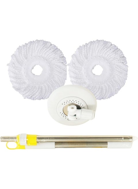 Spin Mop Telescopic Handle and Base for Floor Cleaning, 360Â° Spinning Mop Bucket with 2 Microfiber Mop Refills (Grey)