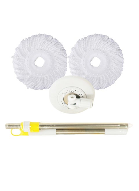 Spin Mop Telescopic Handle and Base for Floor Cleaning, 360° Spinning Mop Bucket with 2 Microfiber Mop Refills (Grey)