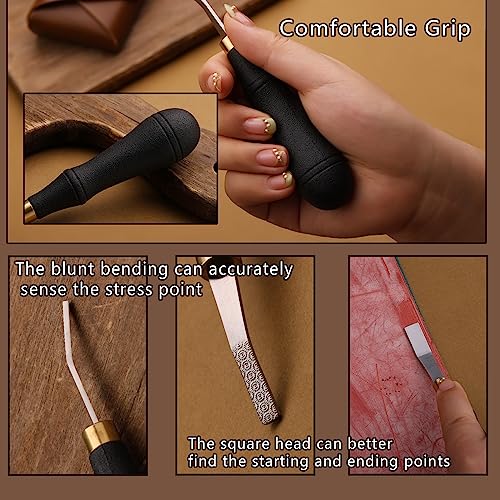 DIUDUS Pro Detail Rougher, Leather Roughing Tool Roughing Leather Craft Surface Tool, Leather Polish File Tool with Ergonomic Handle Leather Working Leathercraft Tools for Edge Polishing(5mm) - Image 3