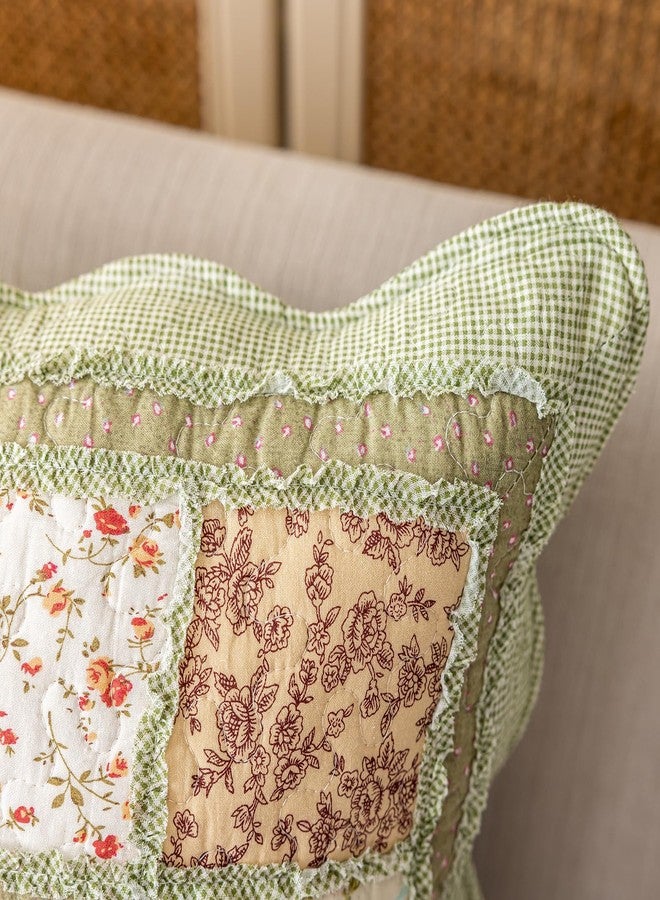 vctops طقم من قطعتين من أغطية الوسائد المبطنة المصنوعة من القطن الخالص بنسبة 100%، بنمط بوهيمي، مقاس 18 بوصة × 18 بوصة، بنمط زهور ريفية مزخرفة. - Image 5