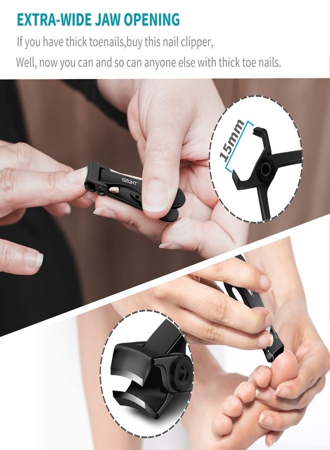 SZQHT Fingernail Clippers,Nail Clippers for Tough Fingernails or Thick Toenails,Heavy Duty Stainless Steel Nail Cutters,Toenail Clippers for Elder,Men, Seniors, Adults(Black) - Image 4