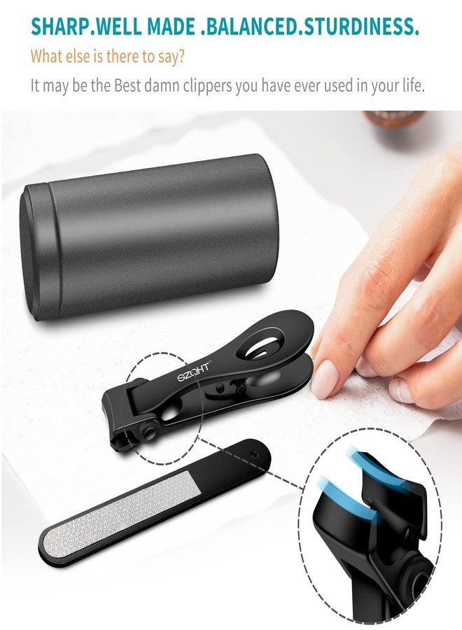 SZQHT Fingernail Clippers,Nail Clippers for Tough Fingernails or Thick Toenails,Heavy Duty Stainless Steel Nail Cutters,Toenail Clippers for Elder,Men, Seniors, Adults(Black) - Image 2