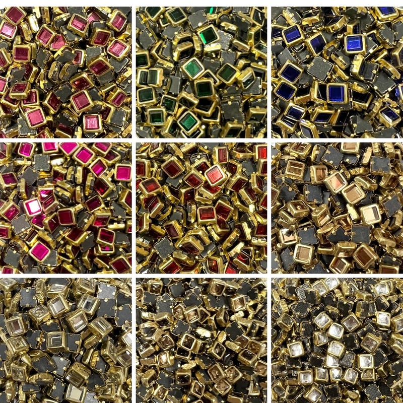 UniKart 900pcs Square Glass Kundan Beads - Multicolor Set with Free Fabric Glue for Jewellery Making, Silk Thread Jewellery, Aari Work & Craft - Image 5