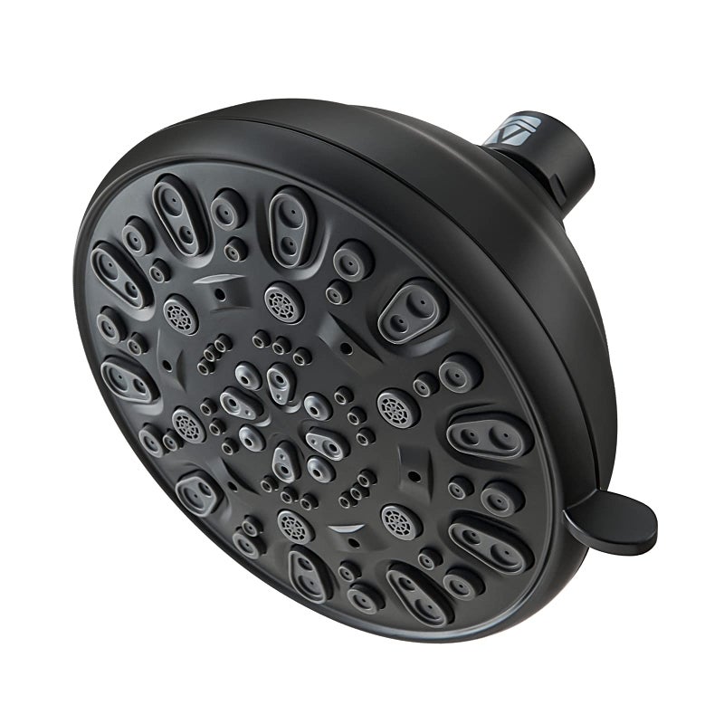 VMASSTONE High Pressure Shower Head VMASSTONE 4.7" Rain Fixed Showerhead 7-Spray Setting with Adjustable Brass Swivel Ball Joint - Excellent Replacement for Your Bath Shower Head (FM-001 Matte Black) - Image 1