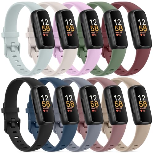 Meliya 10 Pack Fitbit Inspire 3 Bands - Soft Silicone Adjustable Sport Replacement Straps for Women & Men (10 Pack) - Image 1