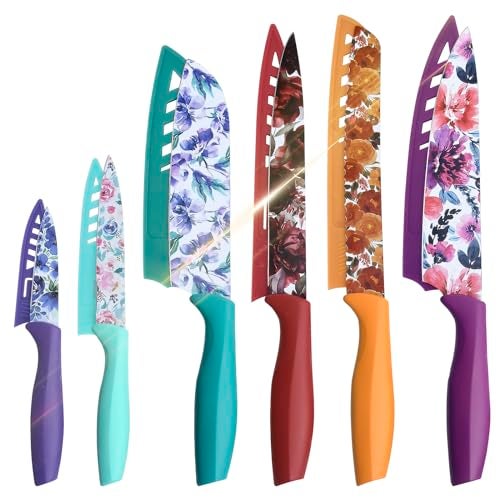 UPTRUST Knife Set, 12-piece Kitchen Knife Set Nonstick Coated, Professional Kitchen Cutlery Set for Chef, Cooking, Camping, Outdoor, Gift - Image 1