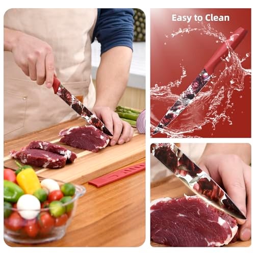 UPTRUST Knife Set, 12-piece Kitchen Knife Set Nonstick Coated, Professional Kitchen Cutlery Set for Chef, Cooking, Camping, Outdoor, Gift - Image 4