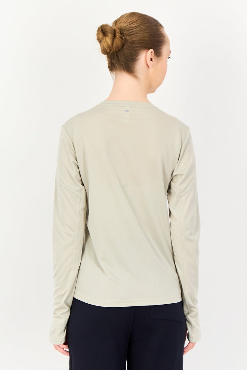 Adidas Women Sportswear Fit Long Sleeve Running Tee, Light Beige - Image 3