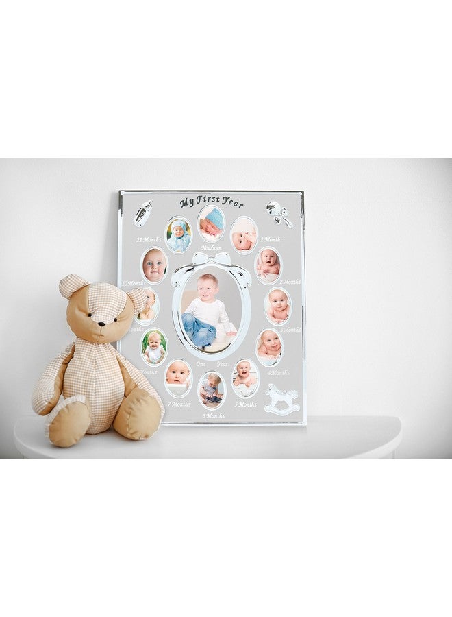 tiny ideas Baby's My First Year Picture Frame, Classic Baby Keepsake Frame, Monthly Baby Photo Frame, Silver - Image 2