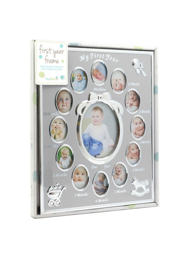 tiny ideas Baby's My First Year Picture Frame, Classic Baby Keepsake Frame, Monthly Baby Photo Frame, Silver - Image 3