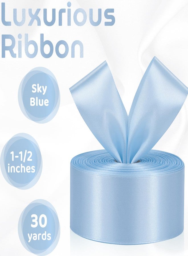 Sagaat Light Blue Ribbon 1-1/2 Inch 30 Yards Baby Blue Satin Ribbon for Flower Bouquet, Fabric Ribbon for Gift Wrapping Crafts Baby Shower Wedding Christmas - Image 2
