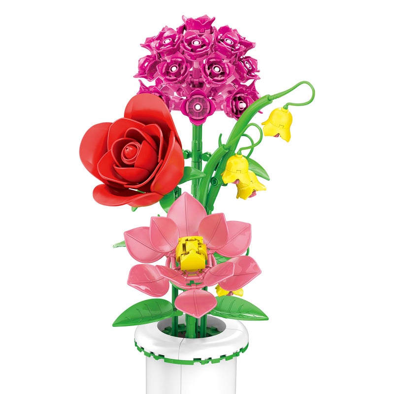 Brickcraft Botanicals Radiant Bouquet & Vase Building Set (280 Pieces) Creative Flower Arrangement Kit with Rose, Gardenia, Lily & Hydrangea â€“ Display for Home or Office, Christmas - Image 2