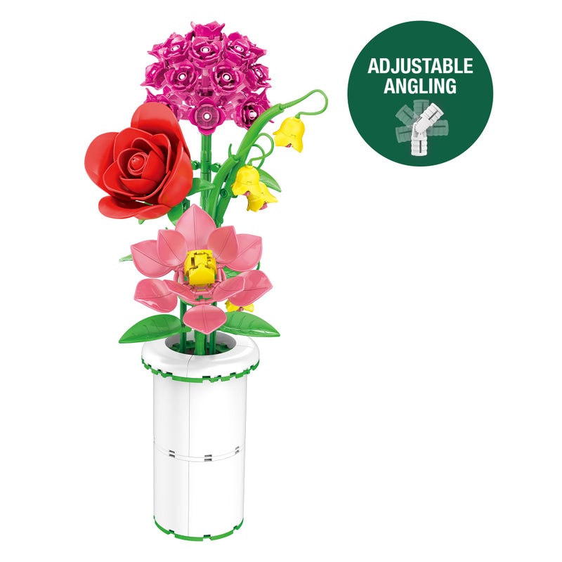 Brickcraft Botanicals Radiant Bouquet & Vase Building Set (280 Pieces) Creative Flower Arrangement Kit with Rose, Gardenia, Lily & Hydrangea â€“ Display for Home or Office, Christmas - Image 4