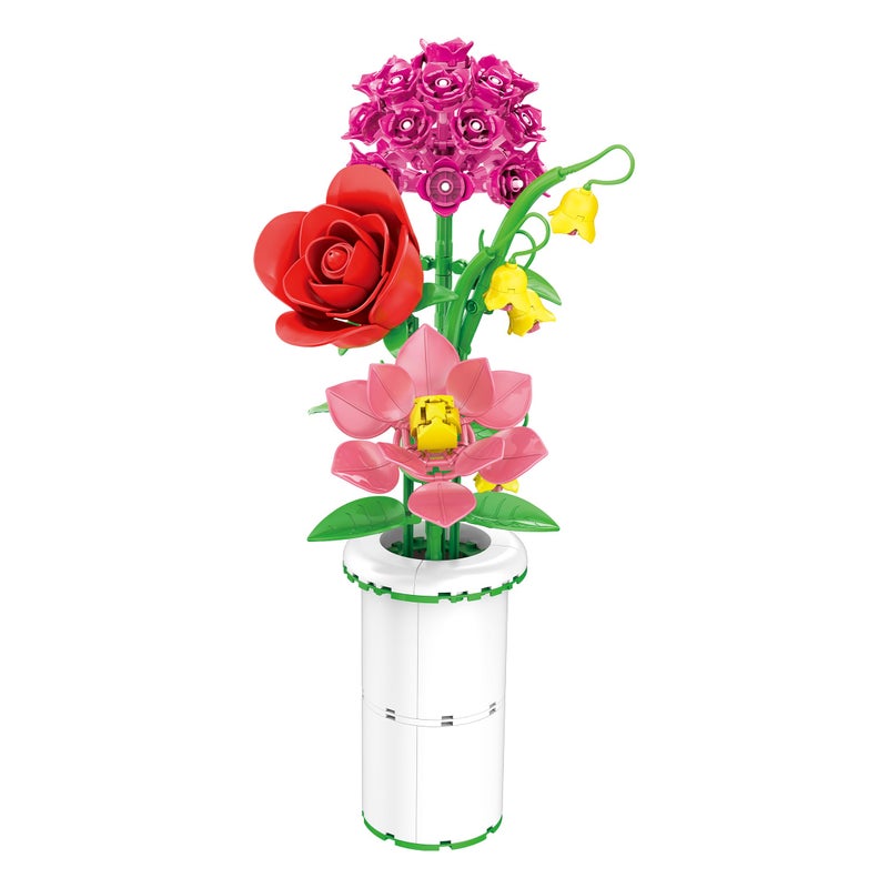 Brickcraft Botanicals Radiant Bouquet & Vase Building Set (280 Pieces) Creative Flower Arrangement Kit with Rose, Gardenia, Lily & Hydrangea â€“ Display for Home or Office, Christmas - Image 3