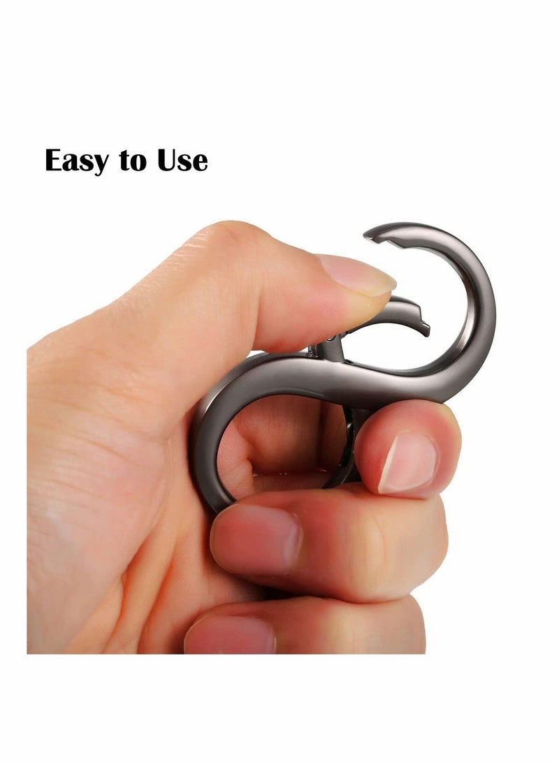 Excefore 2 Pcs Car Key Chains, 8 Shape Car Detachable Key Chains Zinc Alloy Business Key Rings with 4 Extra Key Rings for Men and Women (Black + Silver ) - Image 2