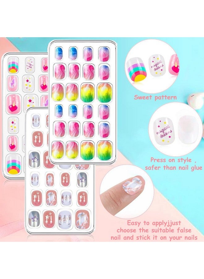 ماي كرييت ® 72 قطعة من أظافر الجل القابلة للضغط للأطفال، أظافر صناعية لطيفة على شكل رسوم متحركة، أظافر صناعية قابلة للضغط، غطاء كامل، أظافر صناعية قابلة للضغط للفتيات، هدية حفلات، أظافر صناعية قابلة للضغط للفتيات - Image 3