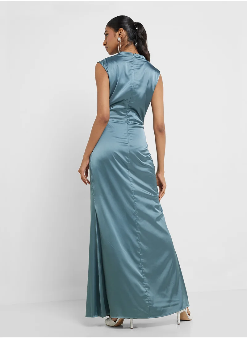 TFNC High Neck Satin Maxi Dress