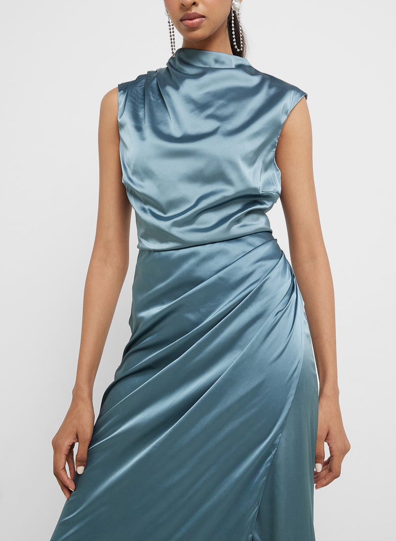 TFNC Satin High Slit Dress - Image 3