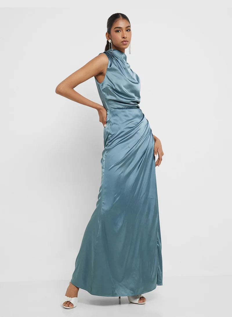 TFNC Satin High Slit Dress