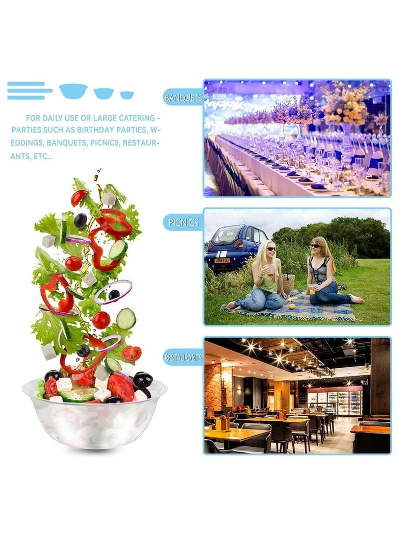 SOLARAE Clear Premium Plastic Bowls, Hard Plastic Bowls, Clear Salad Bowl Disposable Soup Ice Cream Candy Serving for Wedding Birthday Dessert Party Bowls For Catering, Parties, Buffets, Events 50 Pack - Image 4