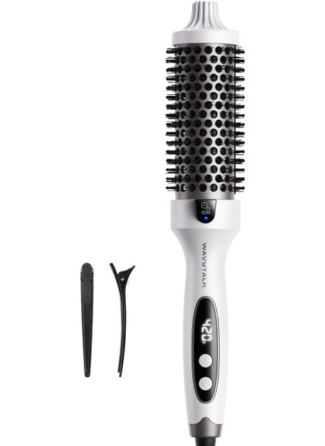 wavytalk Wavytalk Blowout Boost Thermal Brush 15 inch Heated Round Brush for Blowout Look Negative Ion Technology Ceramic Tourmaline 5 Temperature Settings Dual Voltage White 