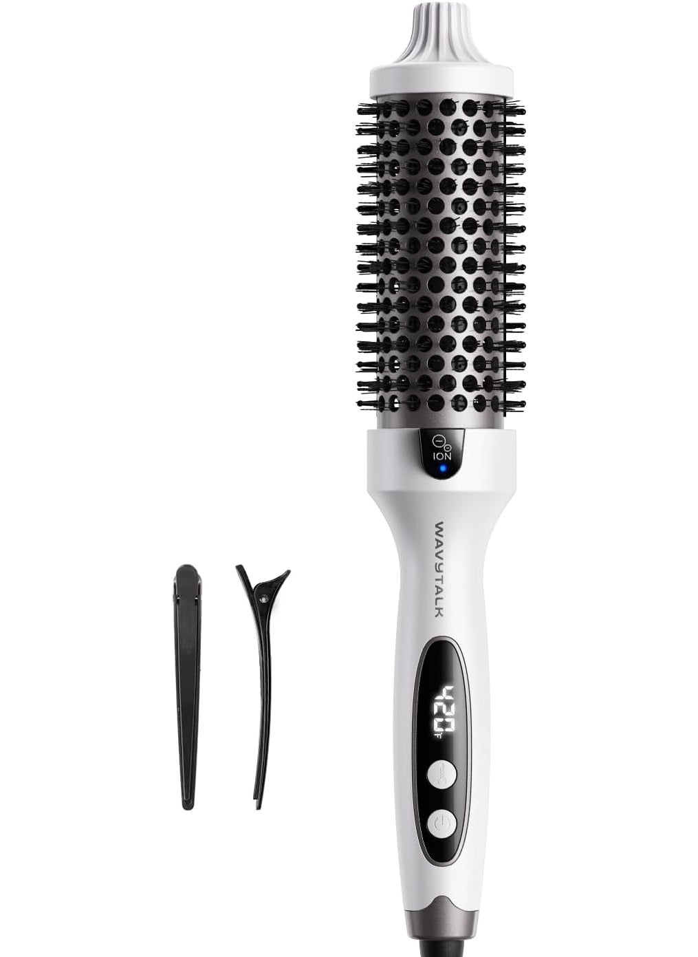 wavytalk Wavytalk Blowout Boost Thermal Brush 15 inch Heated Round Brush for Blowout Look Negative Ion Technology Ceramic Tourmaline 5 Temperature Settings Dual Voltage White 