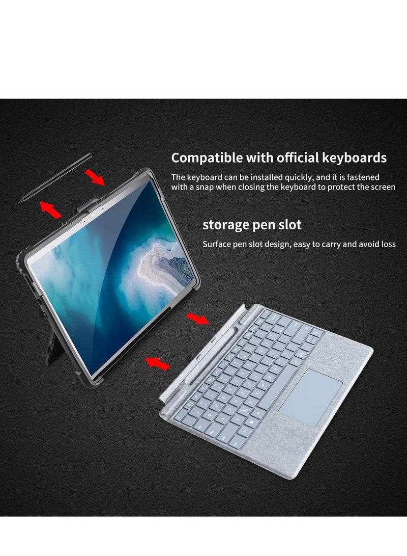 حافظة حماية مناسبة لجهاز Microsoft Surface Pro 9، مع حزام كتف وحزام يد وحامل قلم، وغطاء حماية متين مقاوم للصدمات والسقوط - Image 5