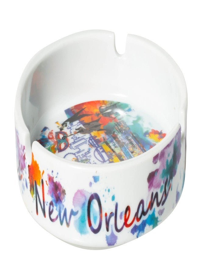 Artisan Owl New Orleans Watercolor Design Souvenir Ashtray - Image 1