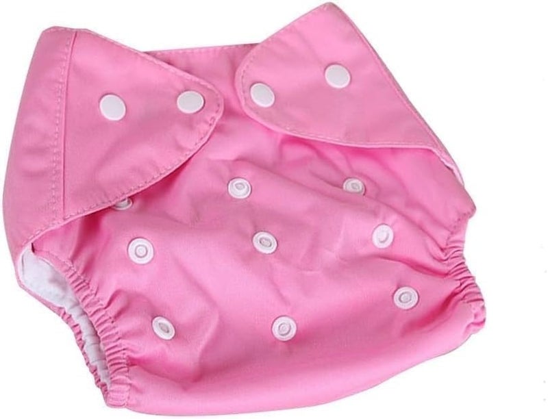 Baby Cloth Diaper Reusable Cotton Pocket Nappy Adjustable Washable Waterproof Breathable Soft Insert for Newborn Infant Toddler 0-3 Years (Pink)