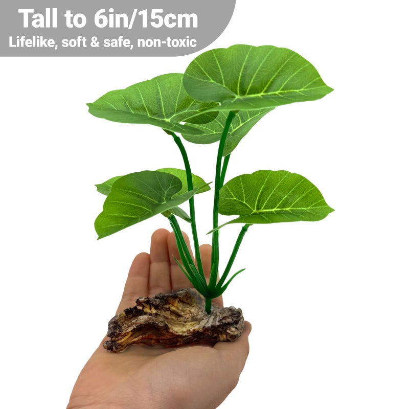 UreverFins 2-Pack Aquarium Decor Fish Tank Decorations 6-inch Betta Fish Tank Plants Leaf Hammock, Artificial Silk Aquarium Plants Betta Tank Accessories, Goldfish, Reptiles Plant Decor Driftwood - Image 3