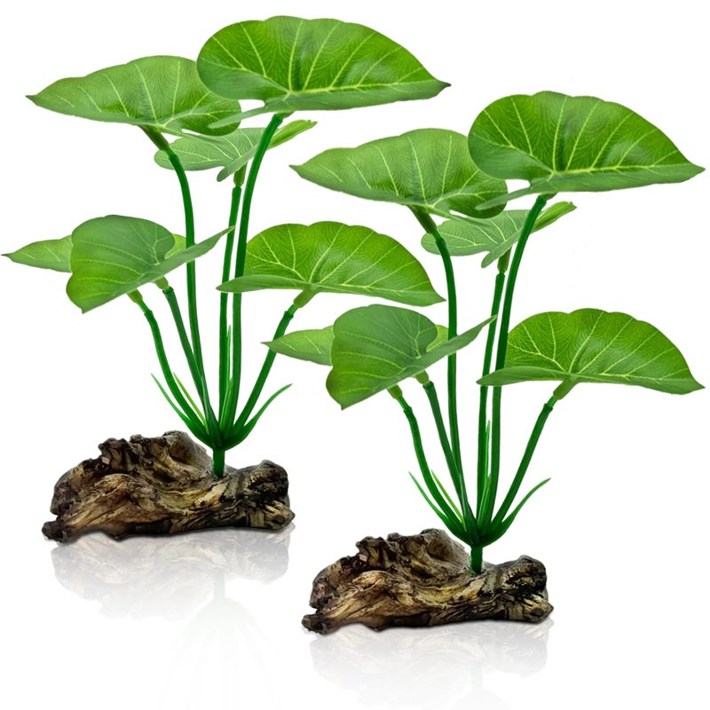 UreverFins 2-Pack Aquarium Decor Fish Tank Decorations 6-inch Betta Fish Tank Plants Leaf Hammock, Artificial Silk Aquarium Plants Betta Tank Accessories, Goldfish, Reptiles Plant Decor Driftwood - Image 1