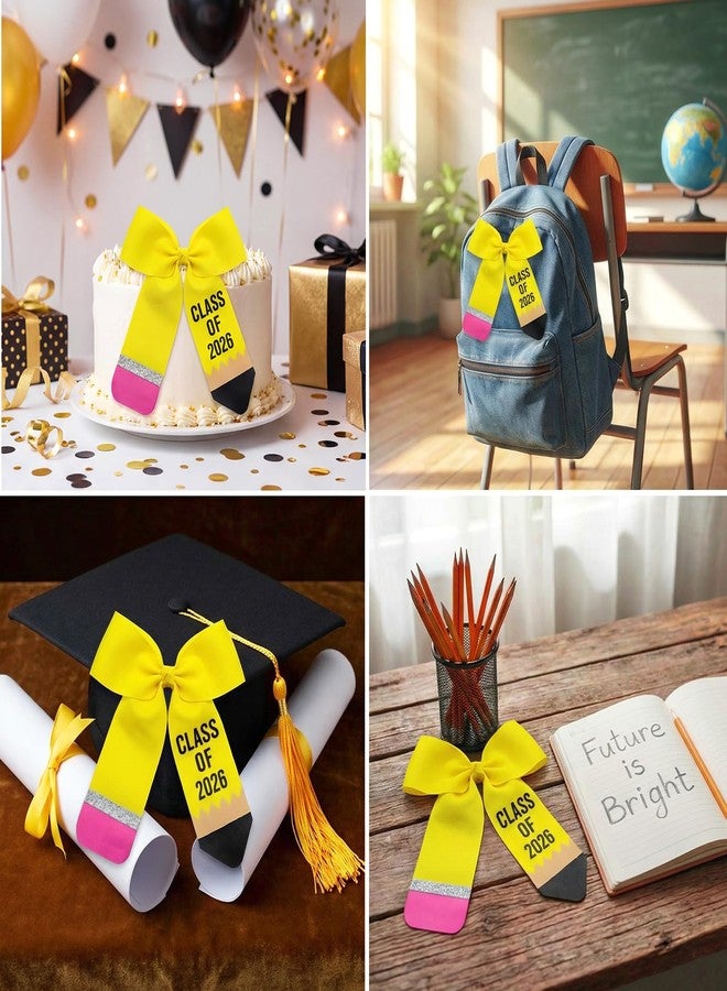 Janinka Graduation Bow Class of 2026 Large 9.5 x 9.5 Inch Bow for Graduation Cap with Hair Accessories for Cap Decoration, Ideal for Ceremony Gifts(Pencil - Image 3