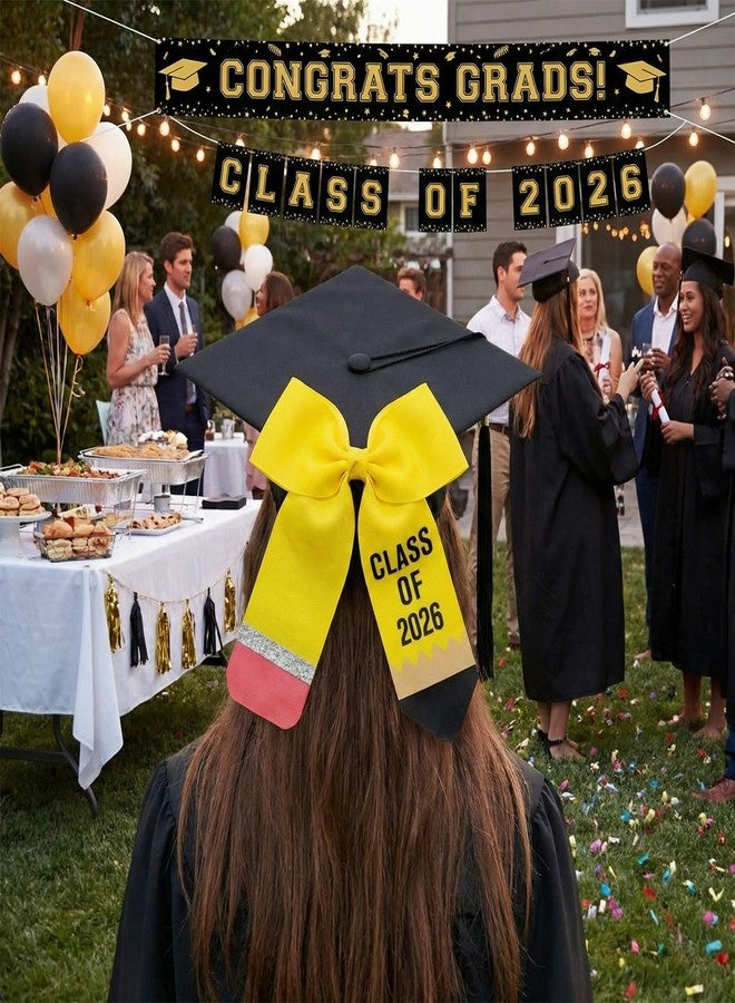 Janinka Graduation Bow Class of 2026 Large 9.5 x 9.5 Inch Bow for Graduation Cap with Hair Accessories for Cap Decoration, Ideal for Ceremony Gifts(Pencil - Image 5